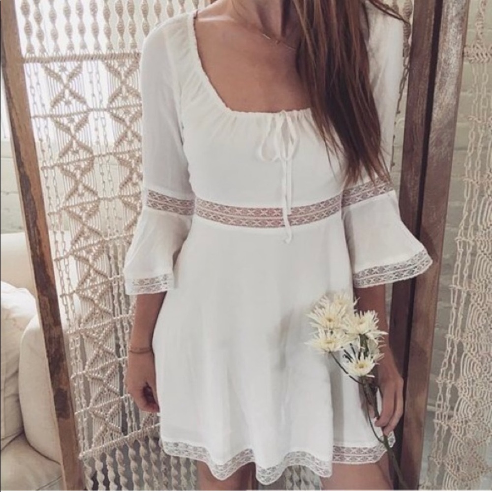 For love and lemons x revolve Angelina Flare Mini Dress White Lace Holiday Mini